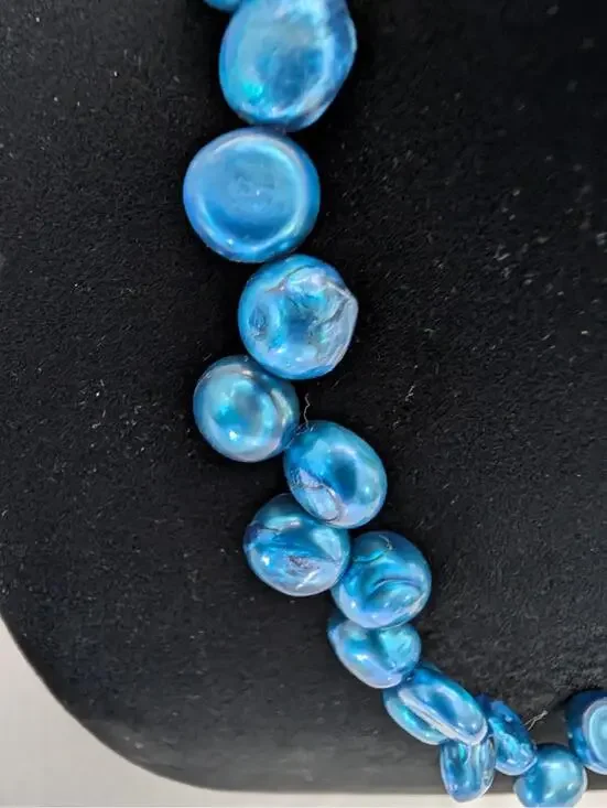 Mystical Blue Beaded Unique Mermaid Core Bubble Necklace - Picture 2 of 4